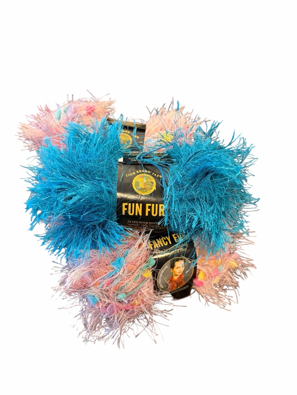 Lion Brand Yarn Black Shaggy Eyelash Fun Fur Lot Of 2 Skeins NEW Bulky Crafts